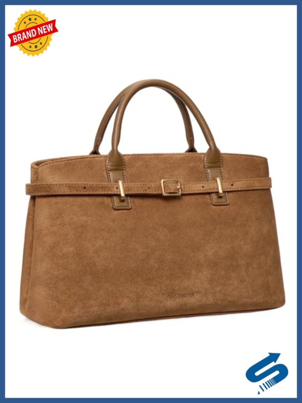 Vegan Leather Structured Satchel Tote Bag with Removable Strap